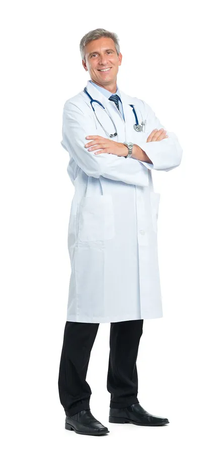 Doctor con bata blanca y estetoscopio